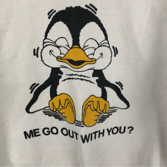 Vintage Penguin Me Go Out With You Sweatshirt - Picture 2 of 7